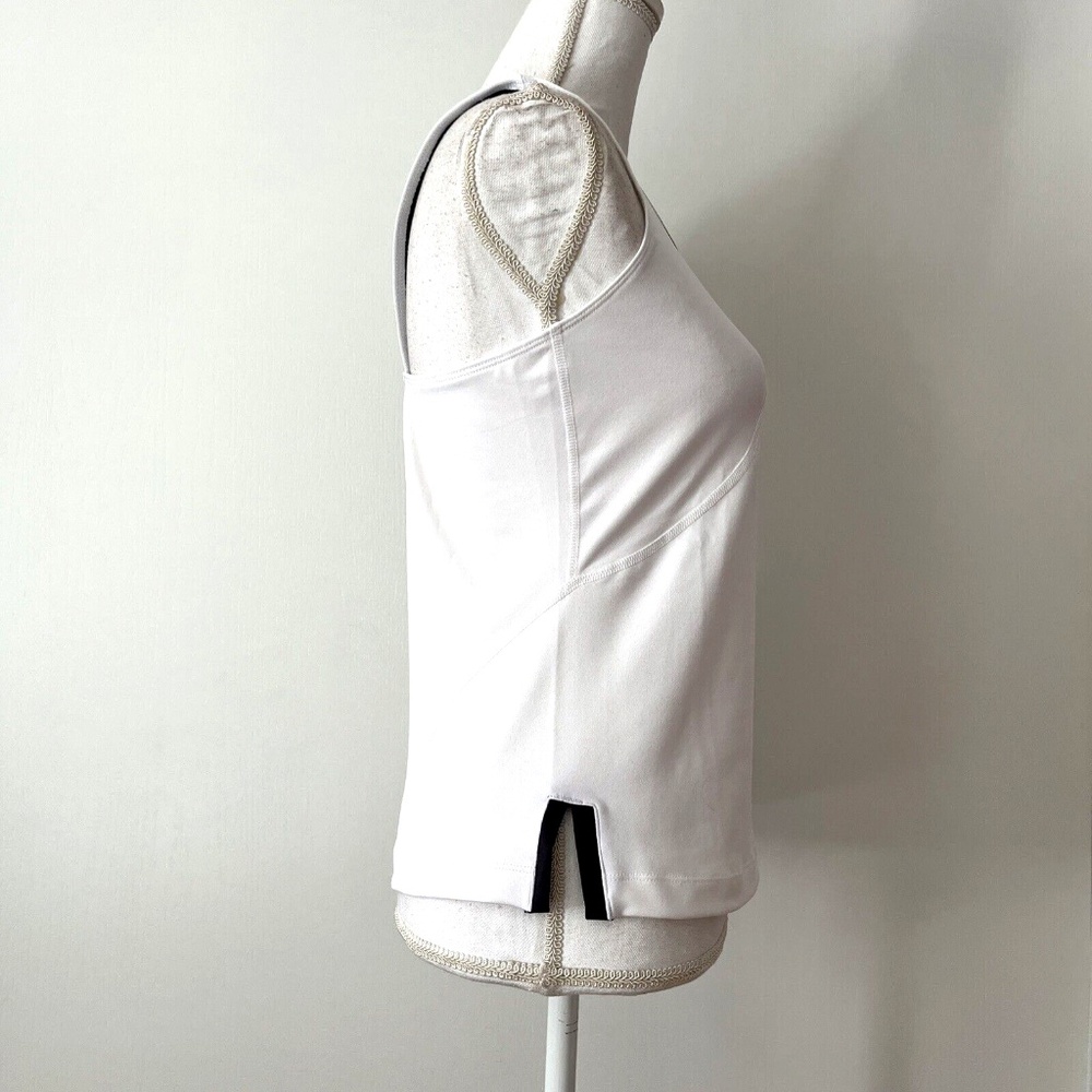 Adidas White Black Green Trim Tank Top M Mesh Racerback Athletic Gym Shirt - Picture 3 of 8